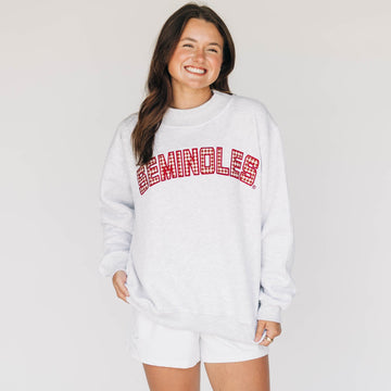 The Mallory Mockneck Florida State Gingham | Ash