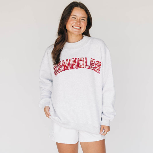The Mallory Mockneck Florida State Gingham | Ash