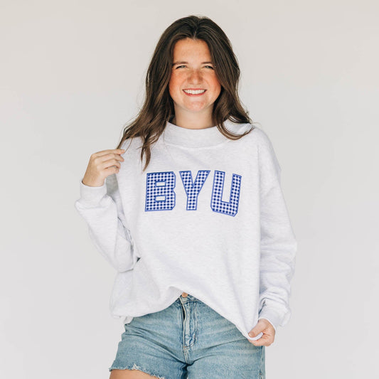 The Mallory Mockneck BYU Gingham | Ash