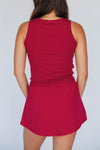 The Alli Tennis Skort Woo Pig Woven Label | Crimson