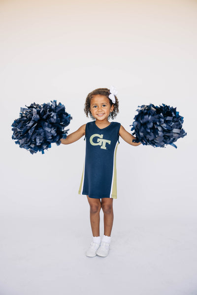 The Georgia Tech | Navy Power Stripe V-Neck Cheer Dress