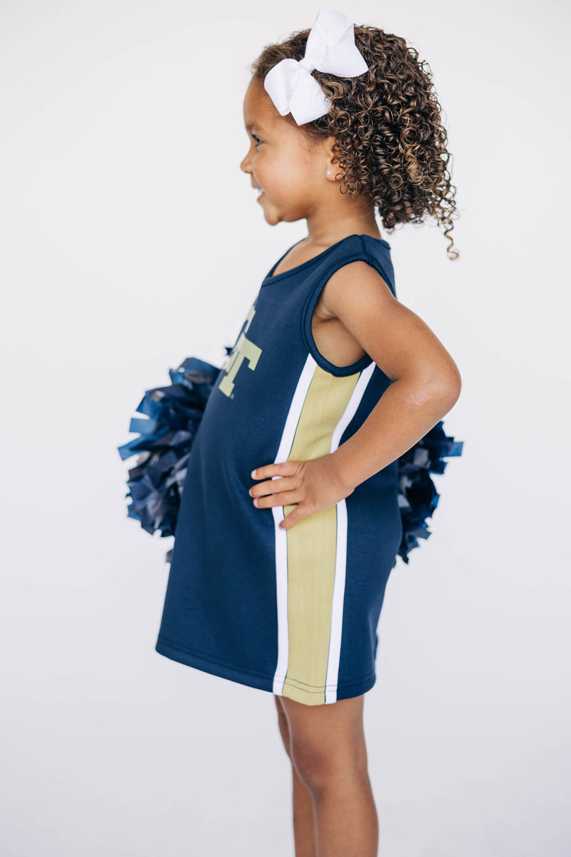The Georgia Tech | Navy Power Stripe V-Neck Cheer Dress