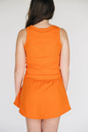 The Alli Tennis Skort Hook 'Em Horns Woven Label | Burnt Orange