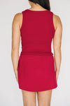 The Alli Ribbed Tank Boomer Sooner Woven Label | Crimson