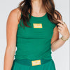 The Alli Ribbed Tank Sic 'Em Bears Woven Label | Green