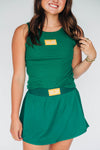 The Alli Ribbed Tank Sic 'Em Bears Woven Label | Green