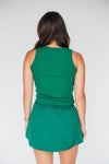 The Alli Ribbed Tank Sic 'Em Bears Woven Label | Green