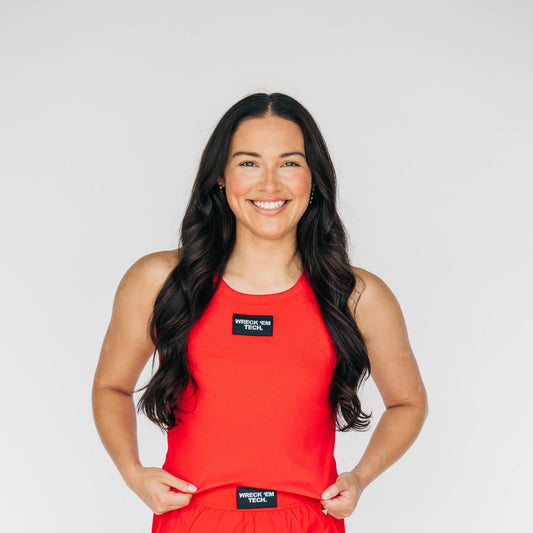 The Alli Airy Tank Wreck 'Em Tech Woven Label | Bright Red