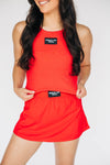 The Alli Tennis Skort Wreck 'Em Tech Woven Label | Bright Red