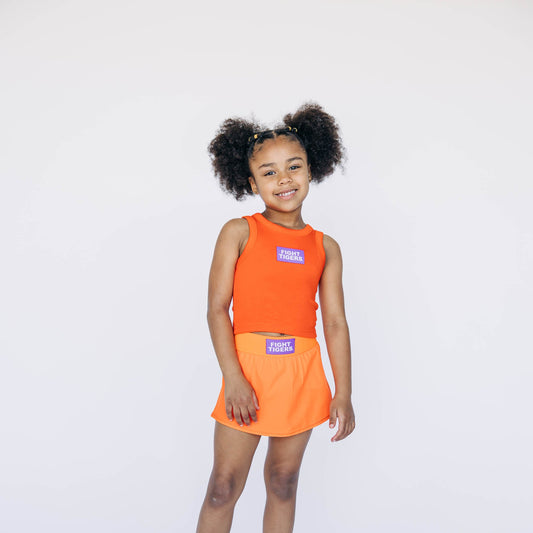 The Alli Airy Tank Fight Tigers Woven Label | Youth Orange
