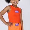 The Alli Airy Tank Fight Tigers Woven Label | Youth Orange