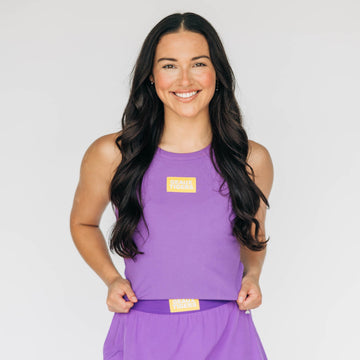 The Alli Ribbed Tank Geaux Tigers Woven Label | Purple