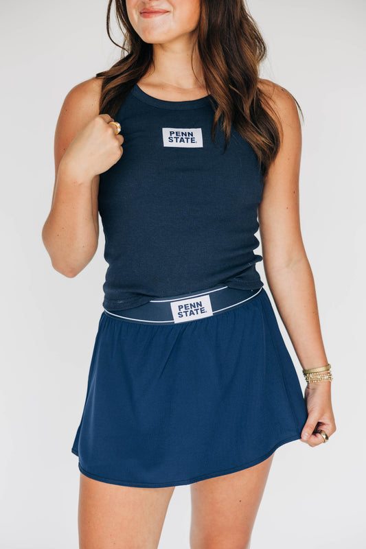 The Alli Ribbed Tank Penn State Woven Label | Navy