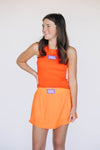 The Alli Tennis Skort Fight Tigers Woven Label | Orange