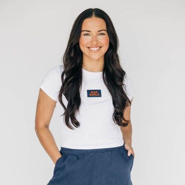 The Raegan Ribbed Baby Tee War Eagle Woven Label | White