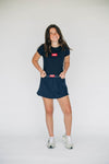The Raegan Ribbed Baby Tee Hotty Toddy Woven Label | Navy