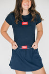 The Raegan Ribbed Baby Tee Hotty Toddy Woven Label | Navy