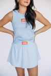 The Alli Airy Tank War Eagle Woven Label | Light Blue