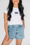 The Raegan Ribbed Baby Tee Hotty Toddy Woven Label | White
