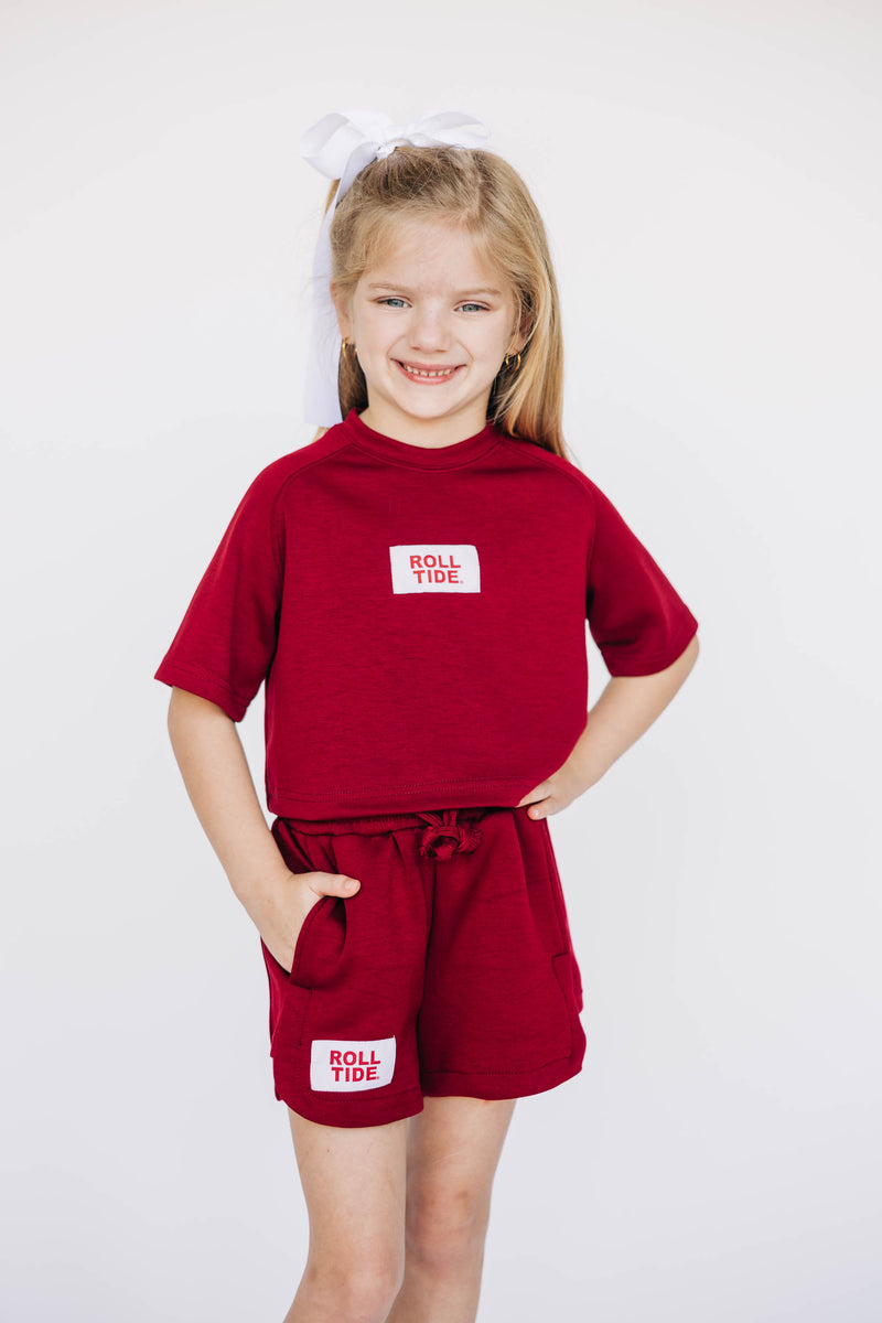 The Youth Crimson Kristen Airy Lounge Shorts | Roll Tide Woven Label