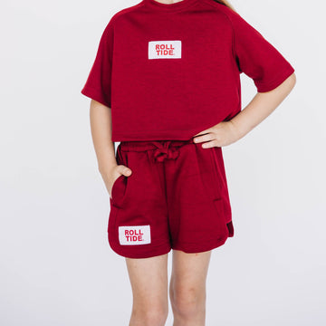 The Kristen Airy Lounge Shorts Roll Tide Woven Label | Youth Crimson