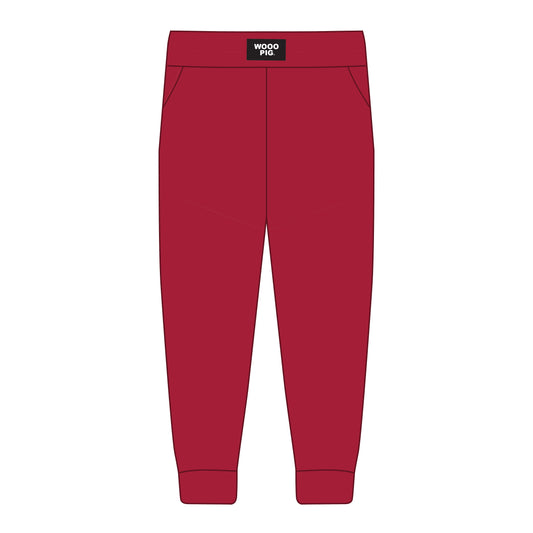 The Becca Joggers Wooo Pig Woven Label | Crimson