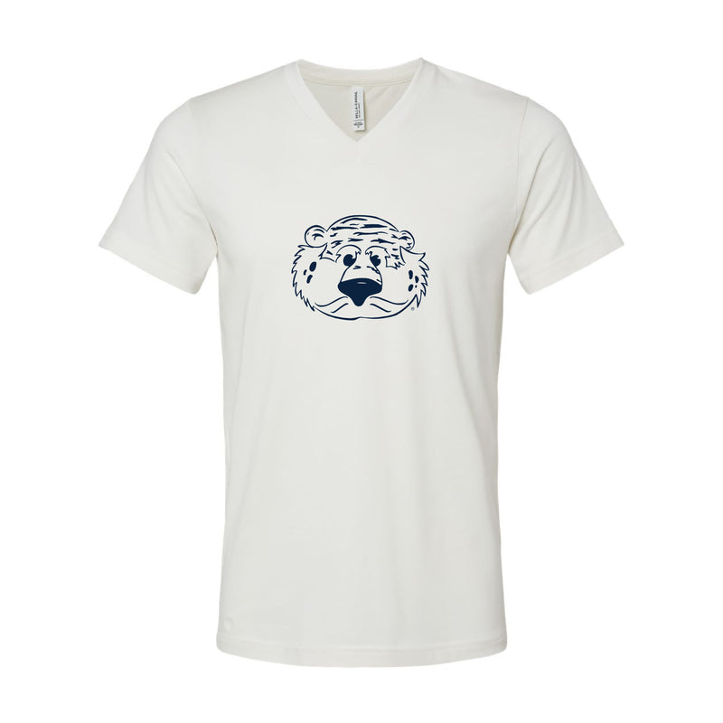 The Aubie Head Outline | Vintage White V-Neck Tee