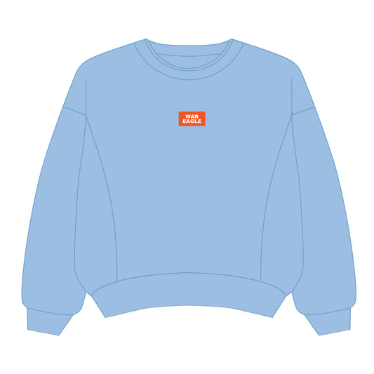 The Molly Corded Crew War Eagle Woven Label | Light Blue