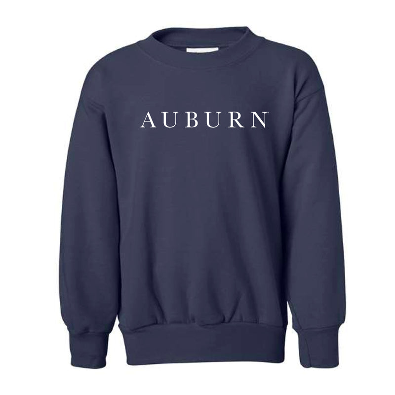 The Auburn Serif | Youth Navy Sweatshirt