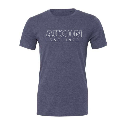 The AUCON Outline Est | Adult Heather Navy Tee