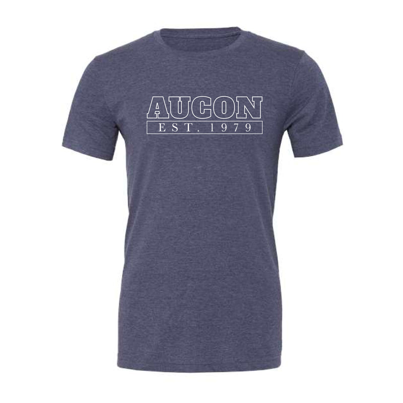 The AUCON Outline Est | Adult Heather Navy Tee