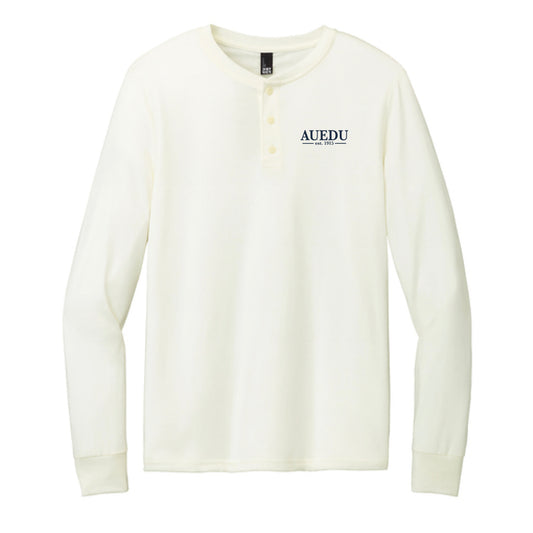 The AUEDU | Embroidered Adult Natural Long Sleeve Henley