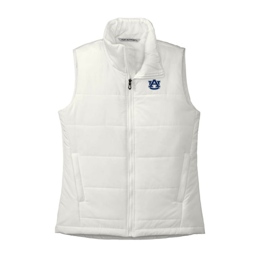 The AU Logo | Embroidered Marshmallow Puffer Vest