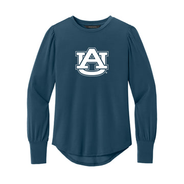 The AU Logo | Insignia Blue Long Sleeve Blouson Top