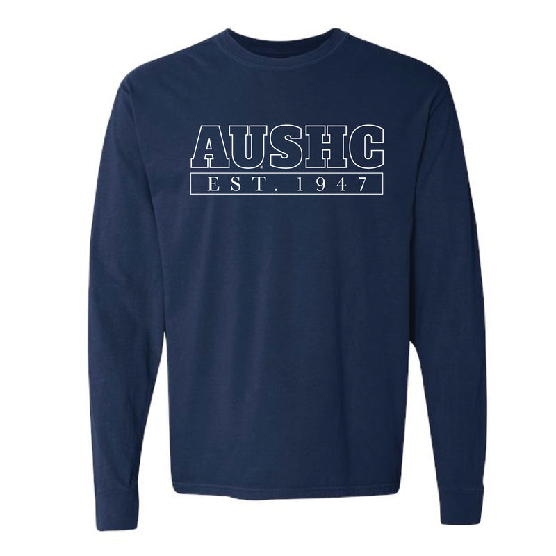 The AUSHC Outline Block | True Navy Long Sleeve Tee