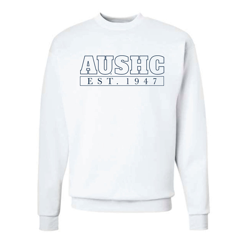 The AUSHC Outline Block | White Crewneck Sweatshirt