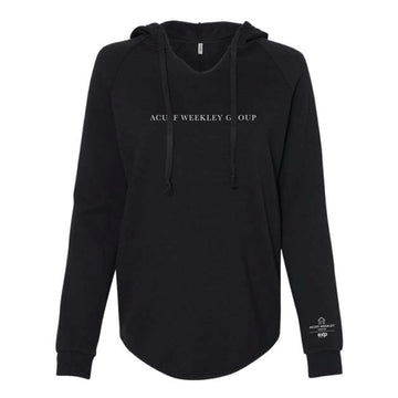 The Acuff Weekley Serif | Women's Black Hooded Sweatshirt