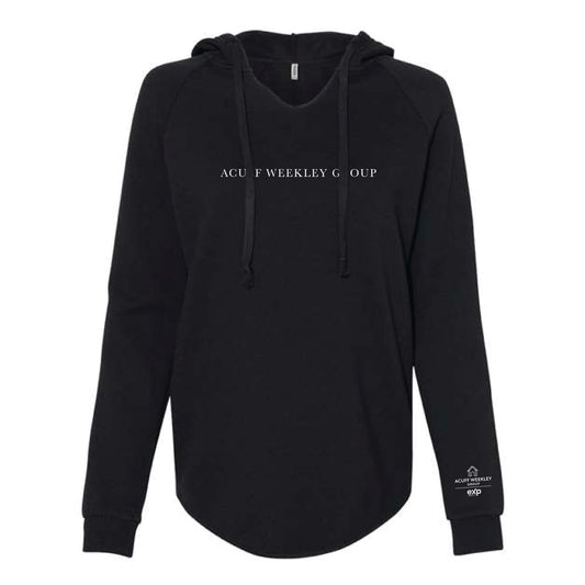 The Acuff Weekley Serif | Women's Black Hooded Sweatshirt