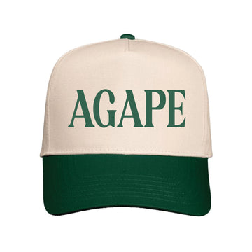 The Agape Hat | Embroidered Khaki/ Forest Green Cap