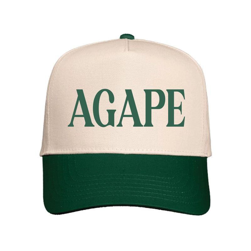The Agape Hat | Embroidered Khaki/ Forest Green Cap