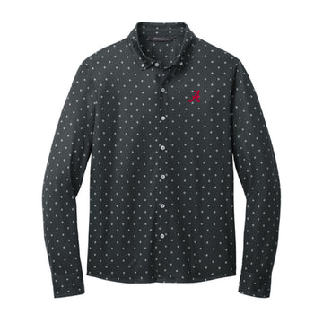The Alabama A Logo | Embroidered Anchor Grey Geo Diamond Long Sleeve Polo