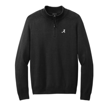 The Alabama A Logo | Embroidered Deep Black 1/4 Sweater