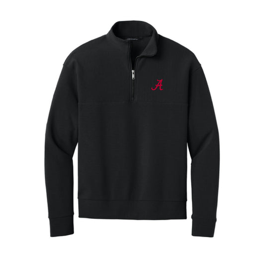 The Alabama A Logo | Embroidered Deep Black 1/4 Pullover