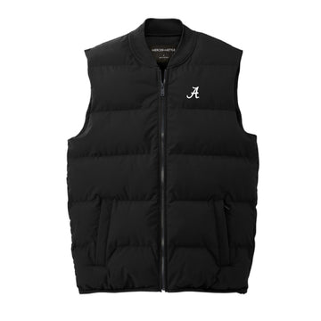 The Alabama A Logo | Embroidered Deep Black Puffer Vest