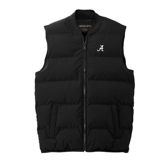 The Alabama A Logo | Embroidered Deep Black Puffer Vest