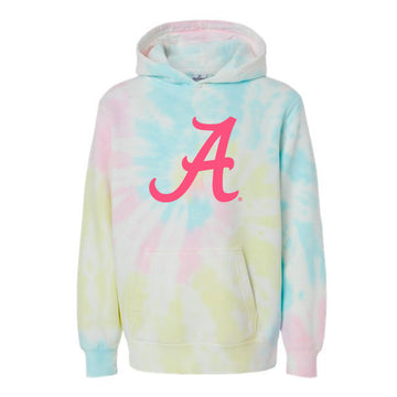 The Alabama A Logo | Youth Tie Dye Sunset Swirl Hooded Sweatshirt