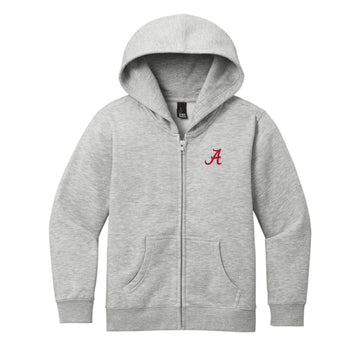 The Alabama A Logo | Embroidered Youth Light Heather Grey Hoodie