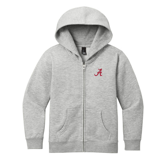 The Alabama A Logo | Embroidered Youth Light Heather Grey Hoodie