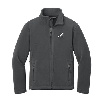 The Alabama A Logo | Embroidered Youth Iron Grey Fleece Jacket