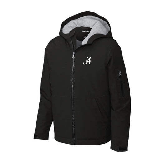 The Alabama A Logo | Embroidered Youth Black Rain Jacket